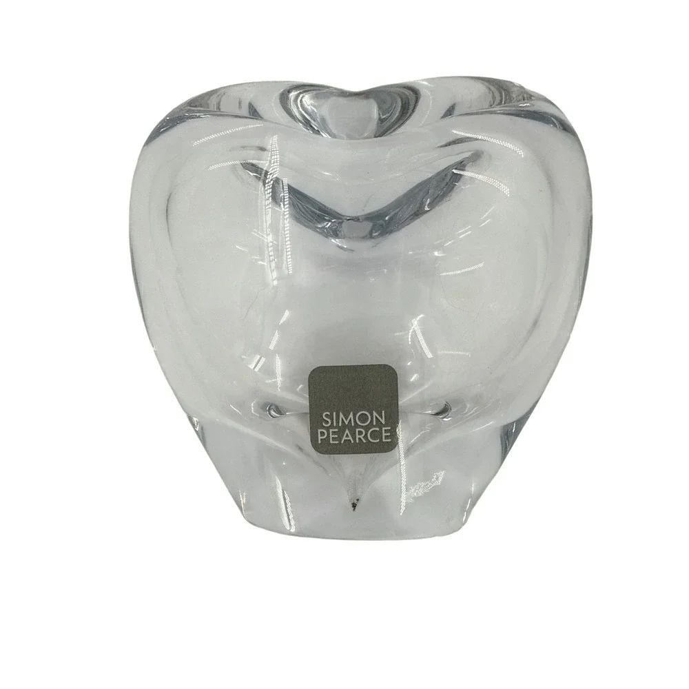 Simon Pearce Vase Clear Romance Heart Handblown Crystal Art Glass